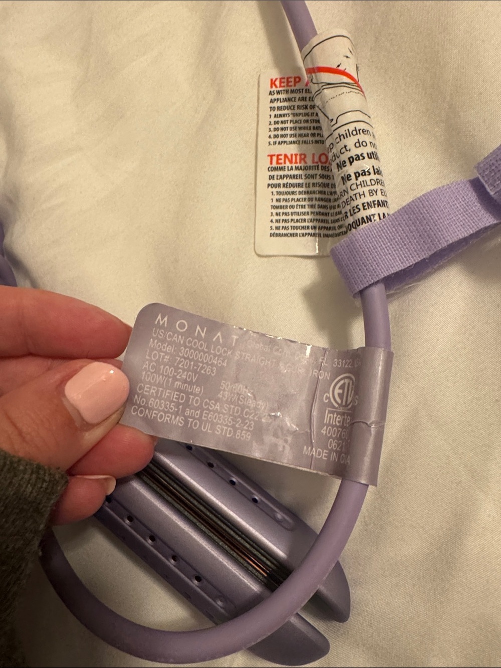 MONAT Purple Styling Tool - Straight and Curl Iron with Cool Lock and Heat Glove - Picture 8 of 11